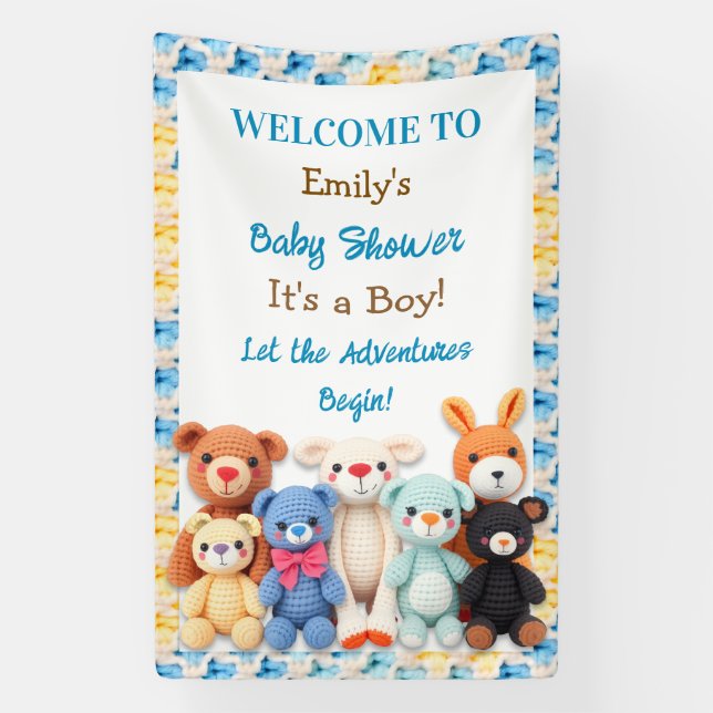 Let the Adventures Begin | Boy's Baby Shower Banner (Vertikal)