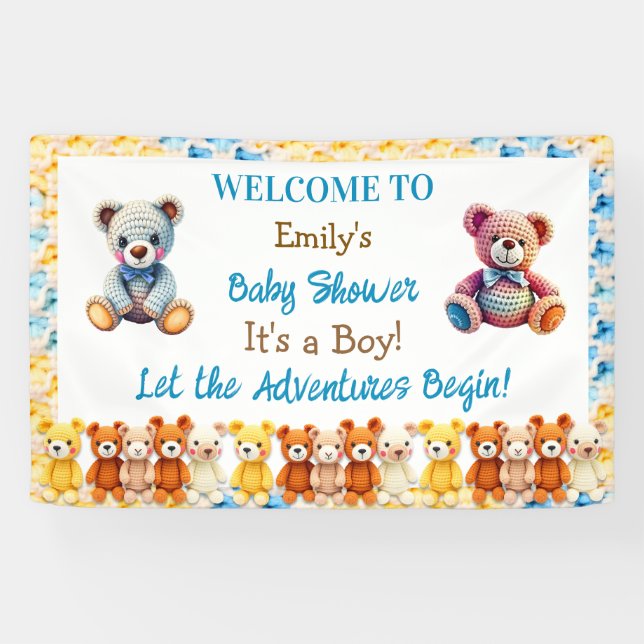 Let the Adventures Begin | Boy's Baby Shower Banner (Horizontal)