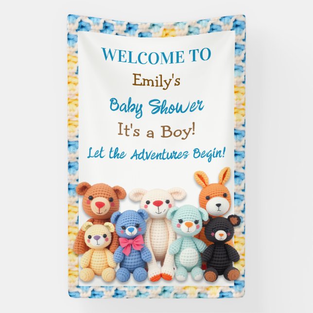 Let the Adventures Begin | Boy's Baby Shower Banner (Vertikal)