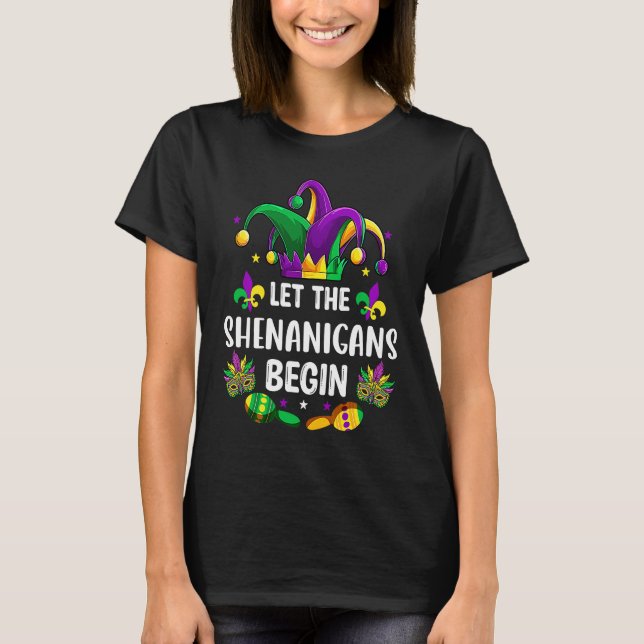 Let The Shenanigan Begin  Mardi Gras Jester Men Wo T-Shirt (Vorderseite)
