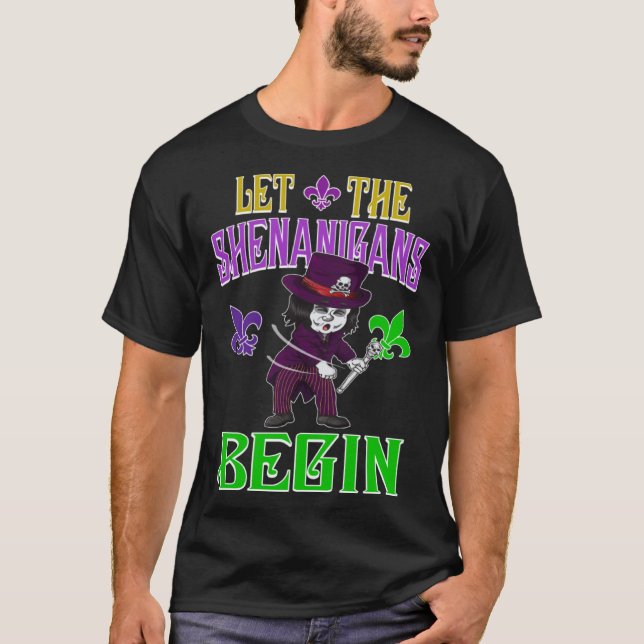 Let The Shenanigans Begin Mardi Gras Flossing Vood T-Shirt (Vorderseite)