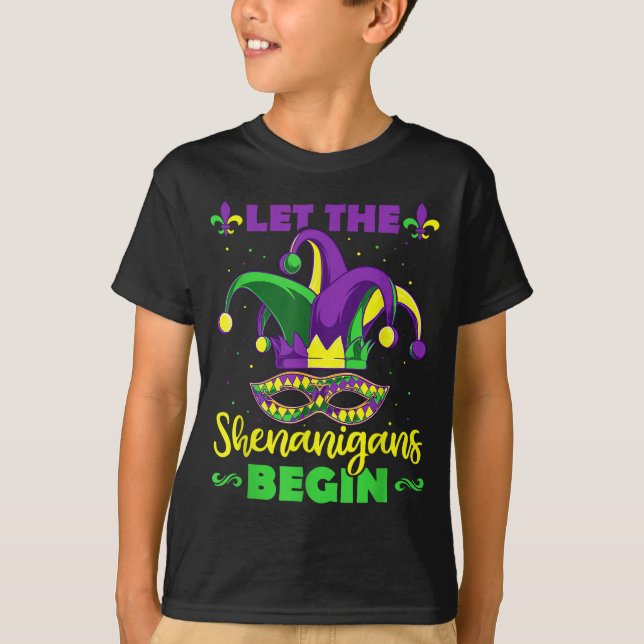 Let The Shenanigans Begin Mardi Gras Jester Hat Ma T-Shirt (Vorderseite)