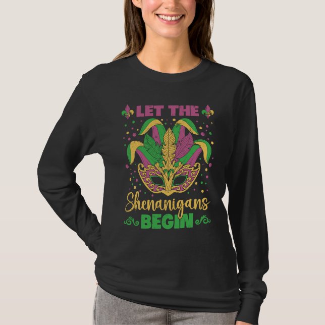Let The Shenanigans Begin Mask Purple Green Yellow T-Shirt (Vorderseite)