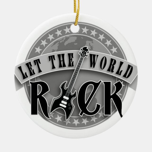 let the world rock electric bass guitar keramikornament (Vorne)