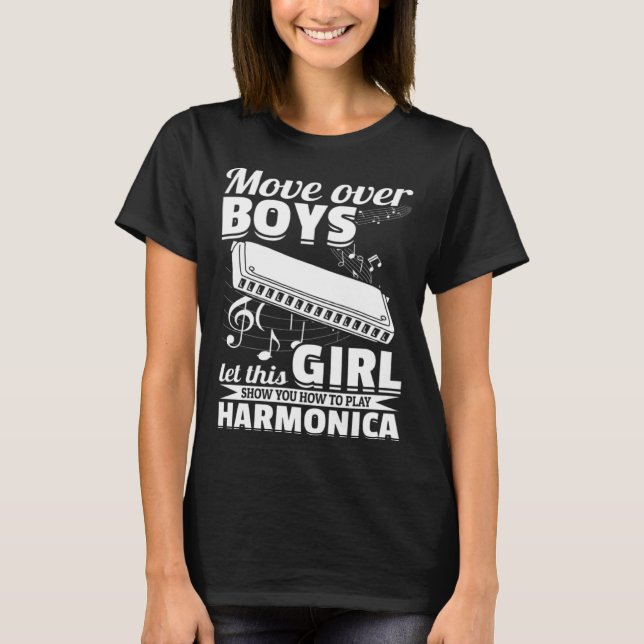 Let This Girl Show You How To Play Harmonica Music T-Shirt (Vorderseite)