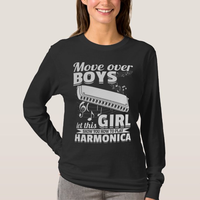 Let This Girl Show You How To Play Harmonica Music T-Shirt (Vorderseite)
