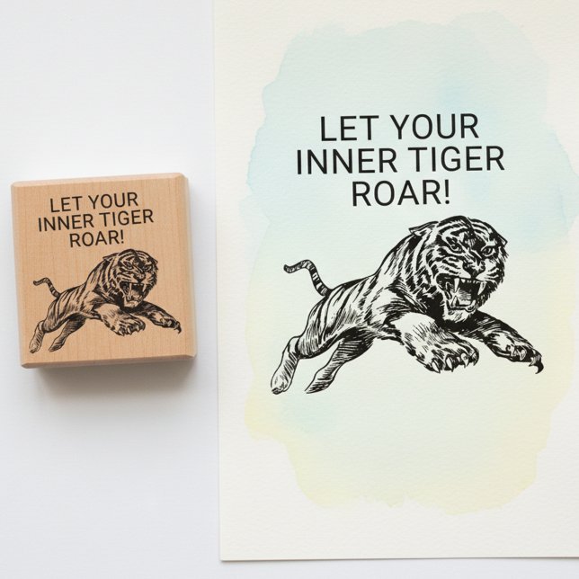 Let Your Inner Tiger Roar Inspirational Stamp Gummistempel (Let your inner tiger roar inspirational wooden art stamp for crafts and creative projects.)