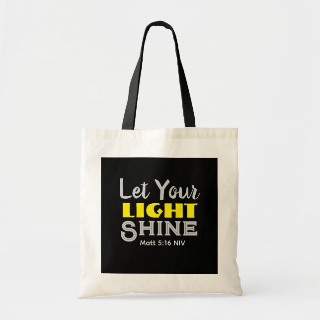 Let Your Light Shine Bible Verse Yellow Cute  Tragetasche (Vorne)