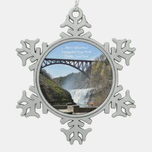 Letchworth Staat Park, New York Weihnachtsschmuck Schneeflocken Zinn-Ornament