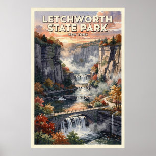 Letchworth State Park New York Vintage Reise Poster