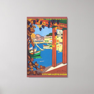 L'Ete Sur La Cote d'Azur Vintage Reiseplaner Leinwanddruck