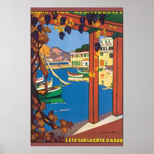 L'Ete Sur La Cote D'Azur Vintage Reiseposter Poster