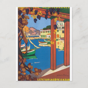 L'Ete Sur La Cote D'Azur Vintage Reiseposter Postkarte