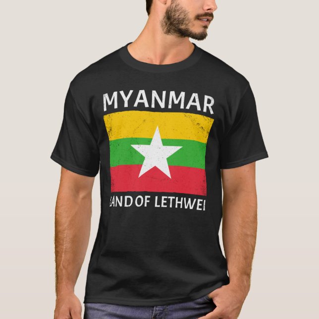 Lethwei-Flagge des T - Shirt von Myanmar (Vorderseite)