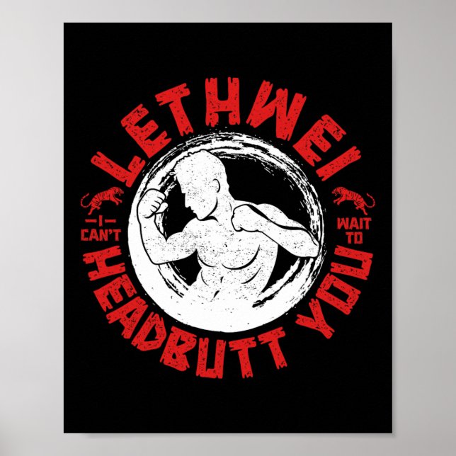 Lethwei Instructor Headbutt Burmese Boxing Myanmar Poster (Vorne)