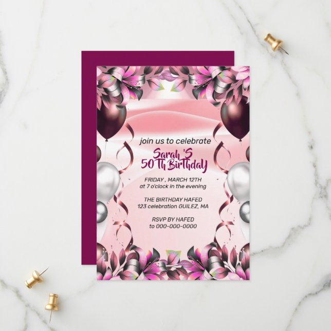Let's Celebrate Invitation Template, Editable Surp Save The Date (Vorderseite/Rückseite Beispiel)