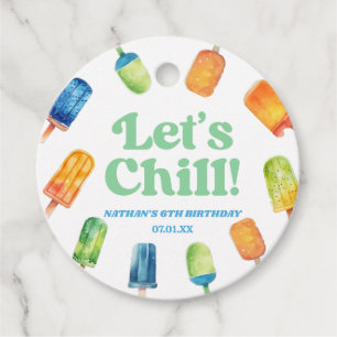 Let's Chill Blue Retro Popsicle Birthday Party Geschenkanhänger