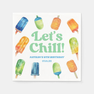 Let's Chill Blue Retro Popsicle Birthday Party Serviette