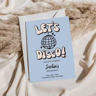 Let's Disco Geburtstagsparty Blue Einladung