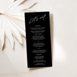 "Let's Eat" Einfaches elegantes Black Wedding Menü Menükarte<br><div class="desc">Dieses Menü bietet ein minimalistisches Design, das Ihrem Empfang eine Touch von Eleganz verleiht. Mit seiner schwarzen Kulisse und seiner sauberen Typografie ergänzt diese Menükarte wunderbar jede Tischeinstellung. Das kulinarische Angebot mit Klarheit und Stil Set den Ton für ein unvergessliches kulinarisches Erlebnis an Ihrem besonderen Tag. Die "EMMA"-Einladungs-Kollektion ergänzt die...</div>