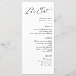 Let's Eat Elegant minimal menu black and white Menükarte