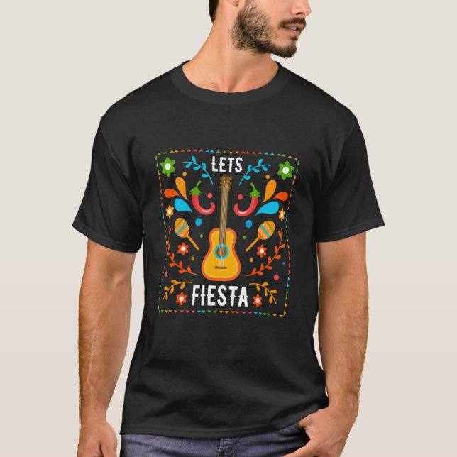 Let's Fiesta Cactus Sombrero Hat Cinco De Mayo T-Shirt (Vorderseite)