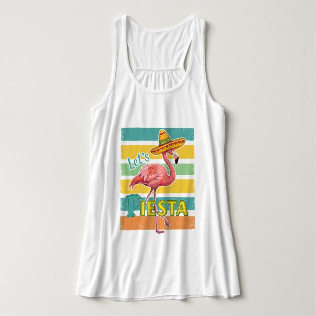 Let's Fiesta Flamingo Cinco De Mayo Tank Top (Design Vorderseite)