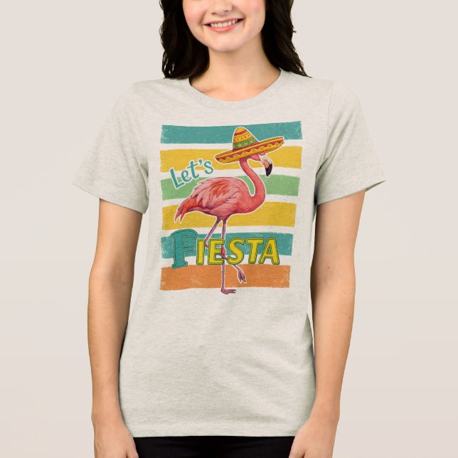 Let's Fiesta Flamingo Cinco De Mayo Tri-Blend Shirt (Vorderseite)