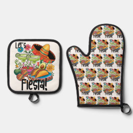 "Let's Fiesta!" Tacos & Margaritas Ofenhandschuh & Topflappen-Set