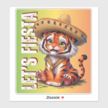 Let's Fiesta - Tiger Cinco de Mayo Sticker