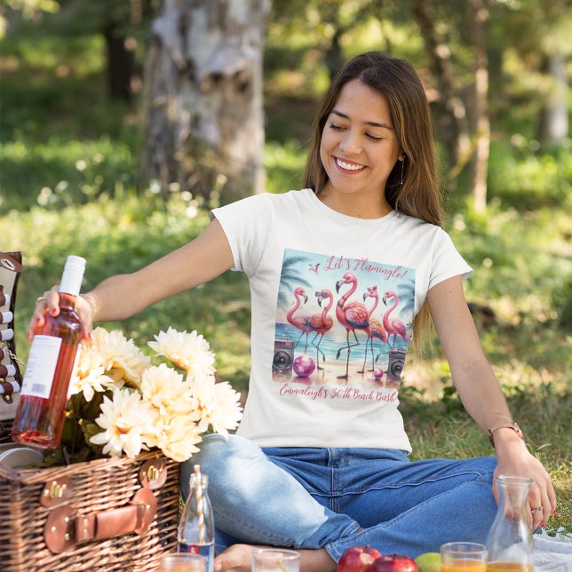 Let's Flamingle Beach Birthday Bash Gedenkfeier T-Shirt (Von Creator hochgeladen)