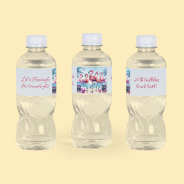 Let's Flamingle Beach Birthday Bash Gedenkfeier Wasserflaschenetikett