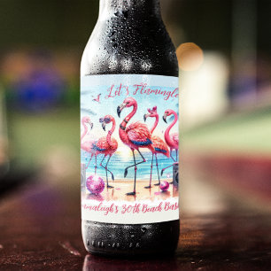 Let's Flamingle Beach Geburtstagsfeier Andenken Bierflaschenetikett