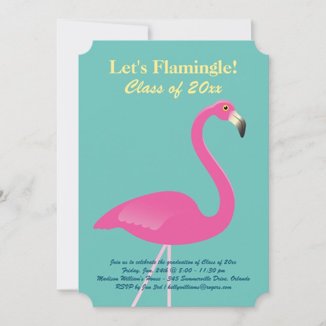 Let's Flamingle Class of 2016 Grad - Türkis Einladung (Vorderseite)