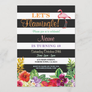 Let's Flamingle Flamingo 40. Geburtstag Einladung