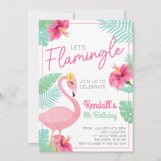 Let's Flamingle Flamingo Geburtstagsparty Einladun Einladung