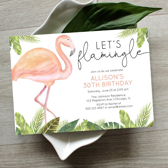 Let's Flamingle Flamingo Geburtstagsparty Einladung (Von Creator hochgeladen)
