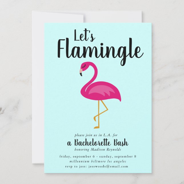 Let's Flamingle Flamingo Junggeselinnen-Abschied Einladung (Vorderseite)