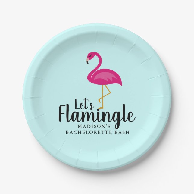 Let's Flamingle Flamingo Junggeselinnen-Abschied Pappteller (Vorderseite)