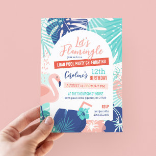 Let's Flamingle Geburtstag Luau Pool Party Einladung