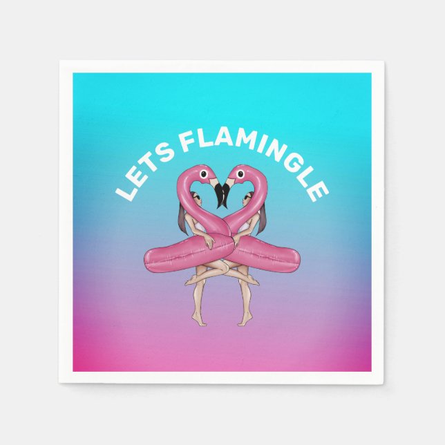 Let's Flamingle Party Float Ombre Pink Square Pape Serviette (Vorderseite)