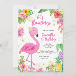 Let's Flamingle Pink Girl Tropical Birthday Einladung