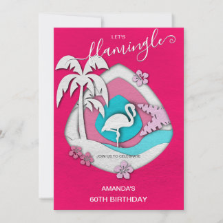Let's Flamingle Tropical Flamingo 60th Birthday Einladung