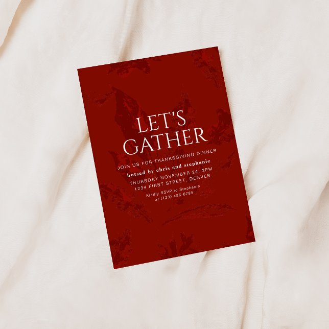 Let's Gather Vintage Red Thanksgiving Invitation Einladung (Von Creator hochgeladen)
