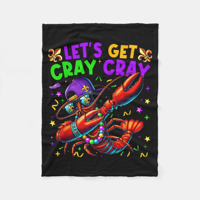 Let's Get Cray Cray Mardi Gras Dabbing Crawfish Bo Fleecedecke (Vorderseite)