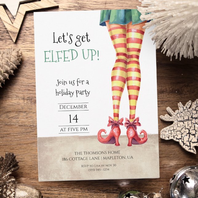 Let's Get ELFED UP! Fun Curly Shoes Holiday Party  Einladung (Von Creator hochgeladen)