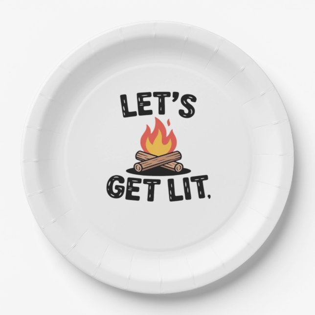 Let's Get Lit - Campfire Vibes - Camping Adventure Pappteller