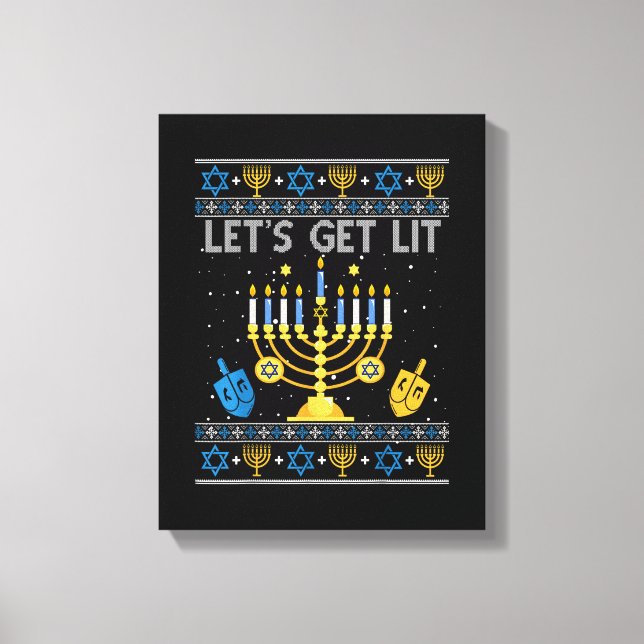 Let's Get Lit Chanukah Hanukkah Funny Christmas Ug Leinwanddruck (Vorderseite)