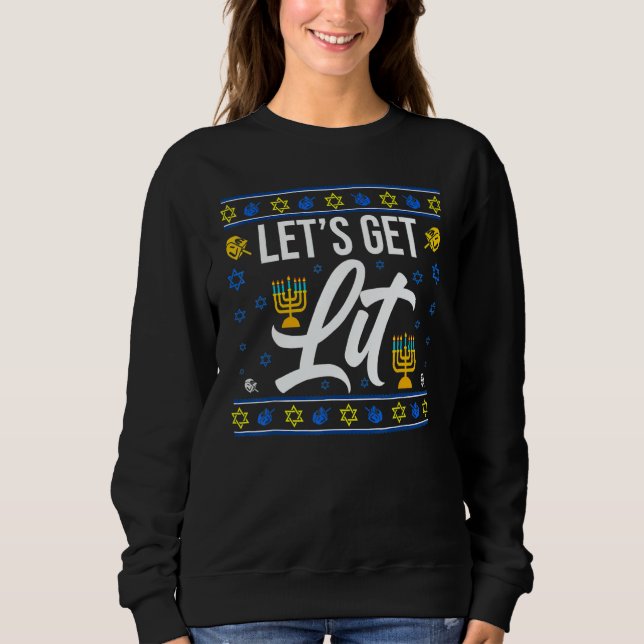 Let's Get Lit Christmas Hanukkah Menorah Jewish Ch Sweatshirt (Vorderseite)