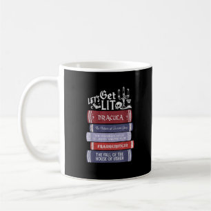 Let's Get Lit - Vintager Horror Book Lover Bookwor Kaffeetasse